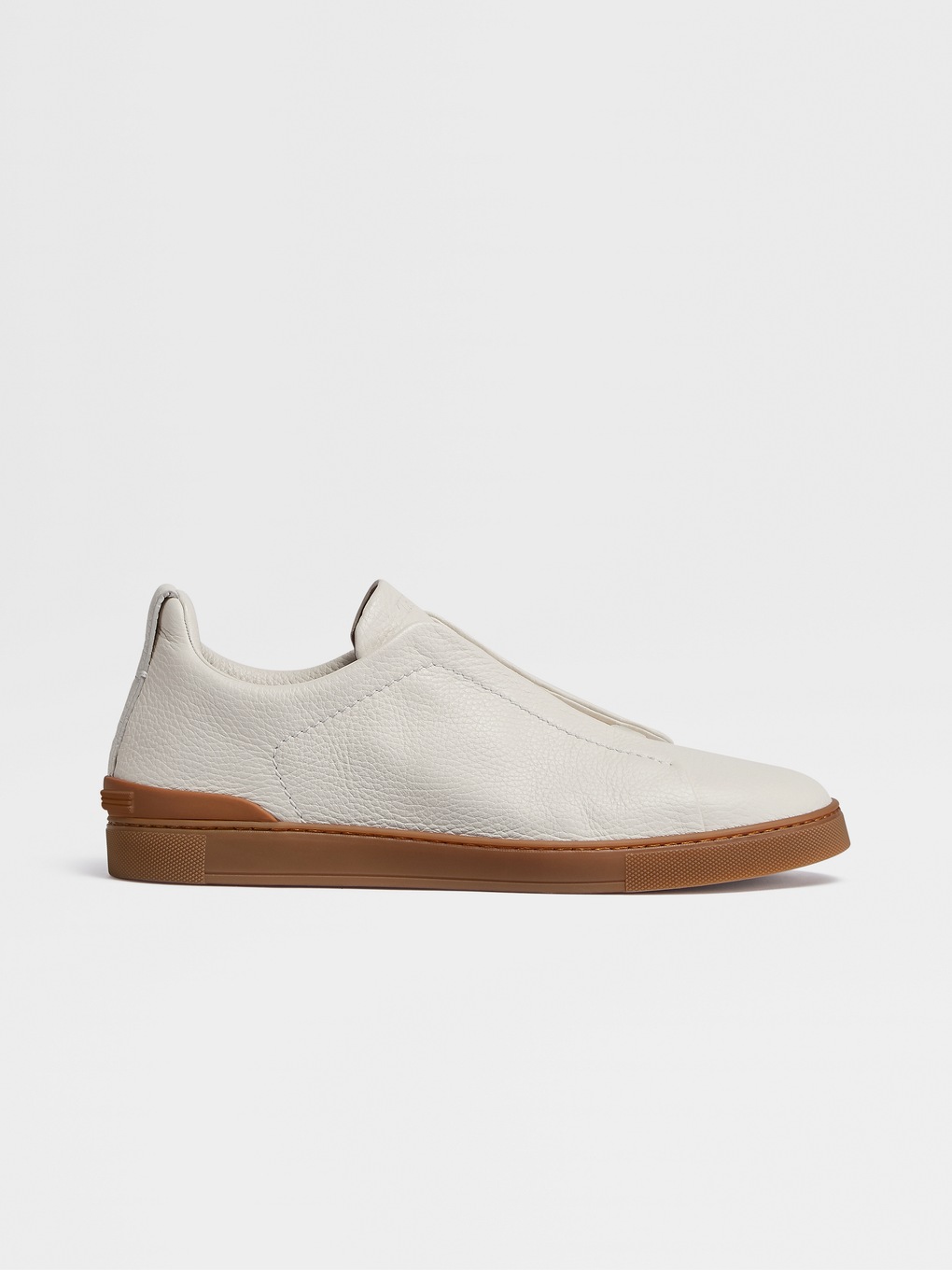 off white deerskin triple stitch sneakers
