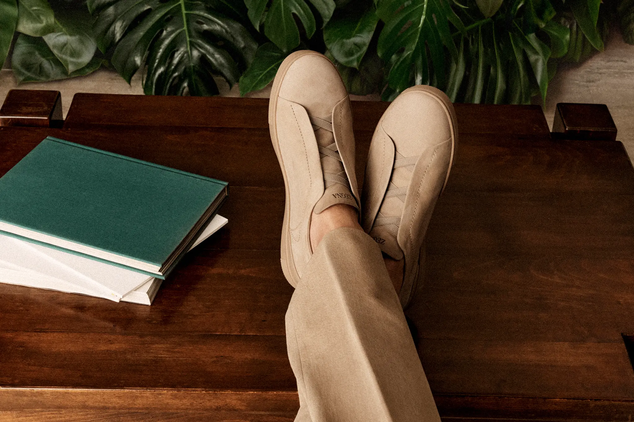 Close-up of Triple Stitch™ SECONDSKIN NUBUCK, from the ZEGNA SS26 collection.