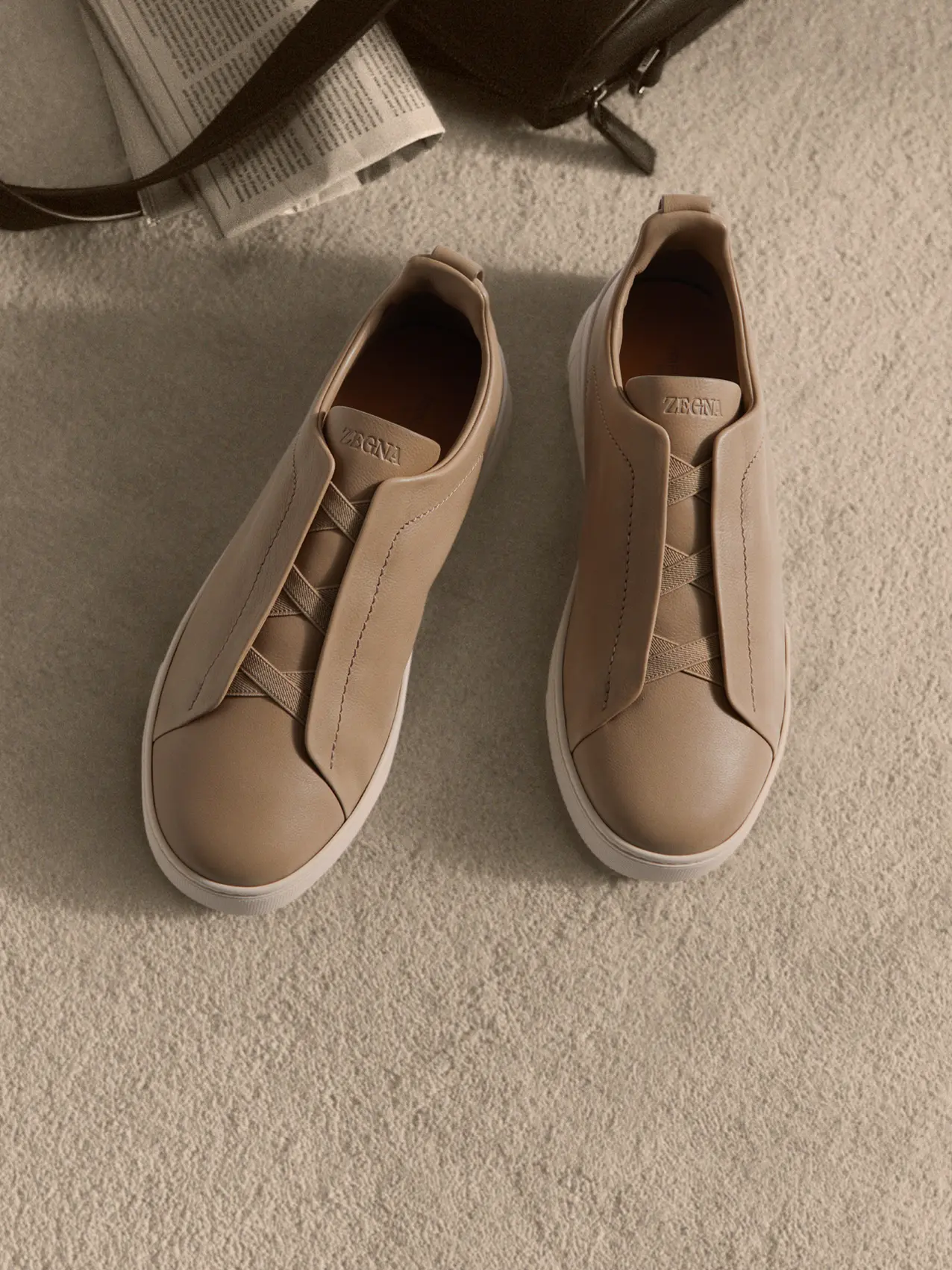 Close-up of Triple Stitch™ sneakers from the ZEGNA SS26 collection.