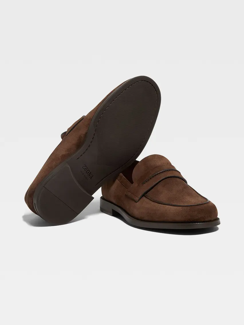 Dark Brown Suede Mocassin Corso Loafers