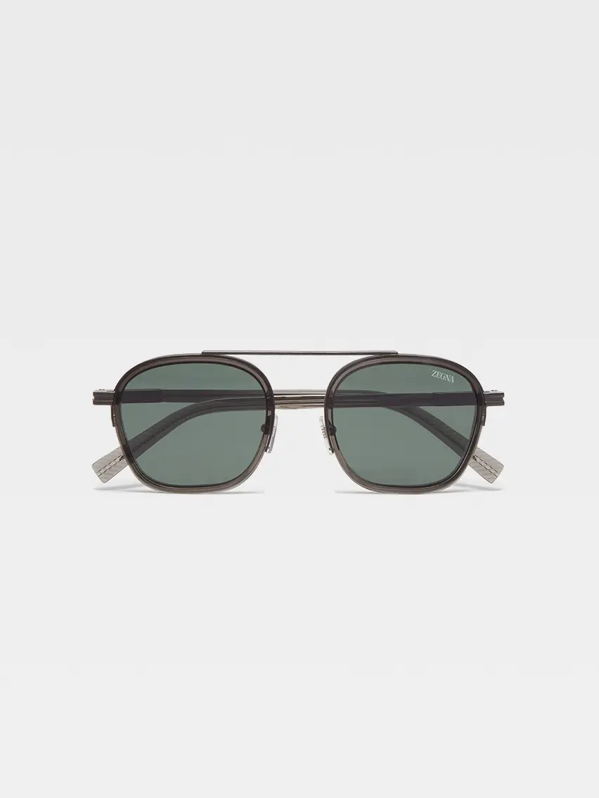 Transparent Dark Grey Orizzonte I Acetate and Metal Sunglasses