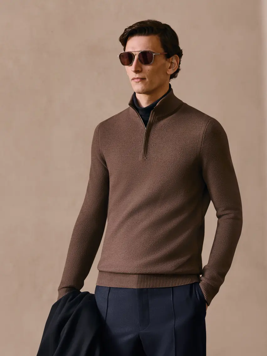 Elevated essential menswear look with premium knitwear, from the ZEGNA FW25 collection.