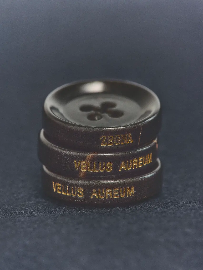Buttons made exclusively for ZEGNA Vellus Aureum men's garments.