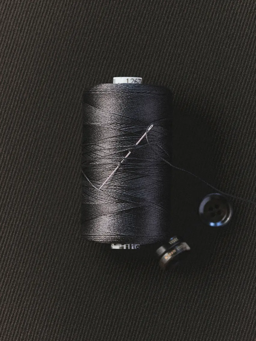 Sewing thread used in ZEGNA tailoring.