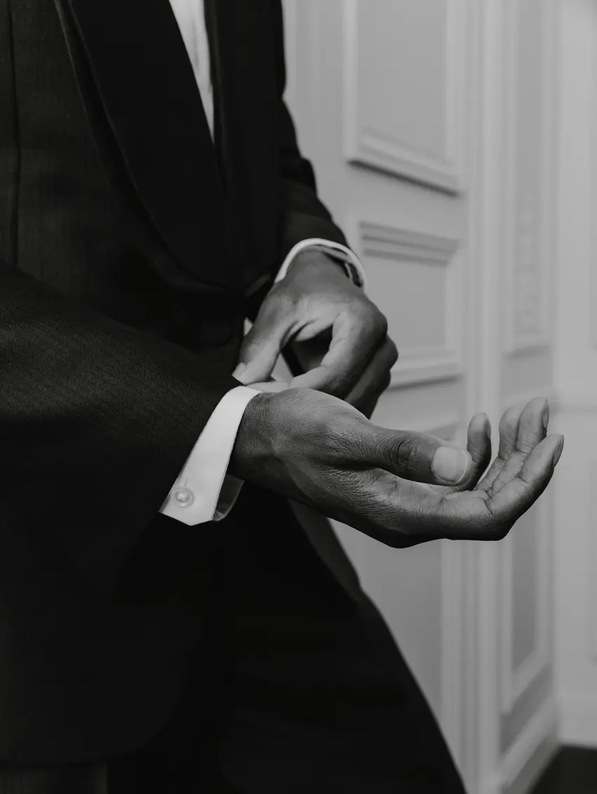 Ousmane Dembélé preparing for the Ballon d’Or ceremony in a custom-made ZEGNA tuxedo.