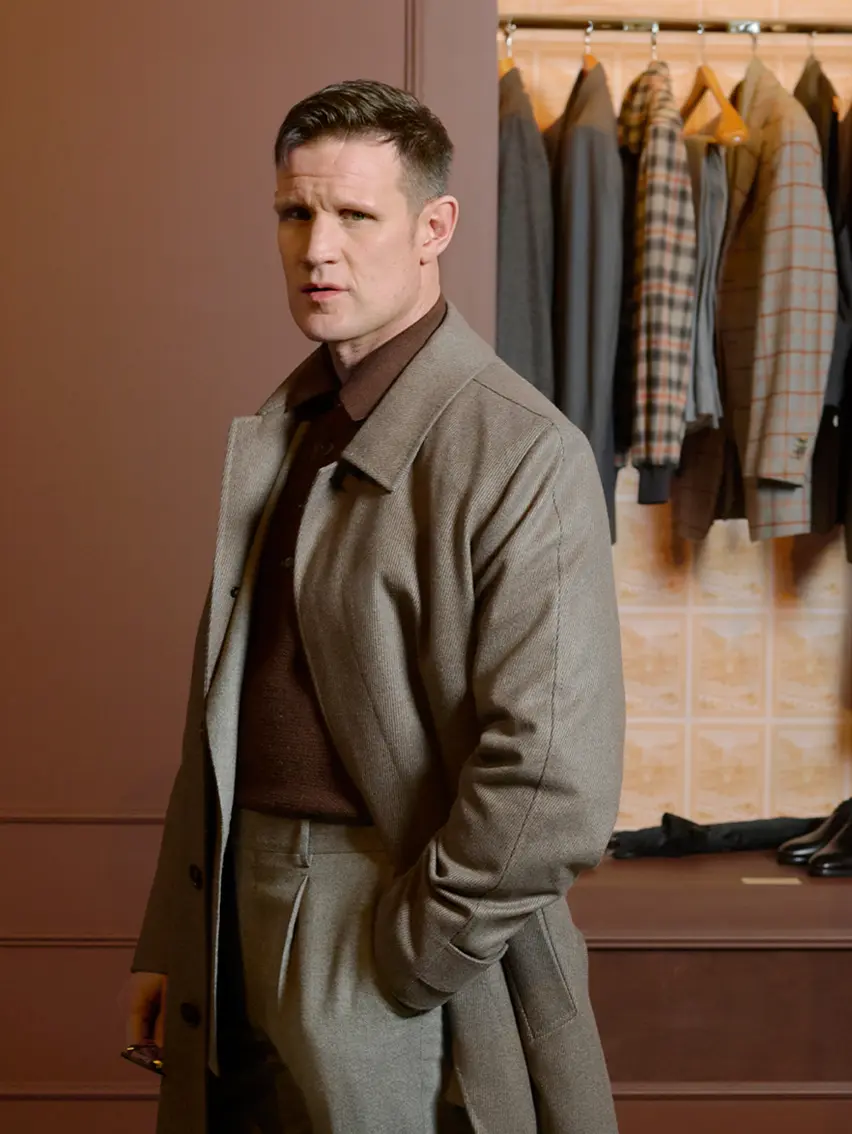 Matt Smith wearing a refined winter look at the ZEGNA Winter Fashion Show 2026.