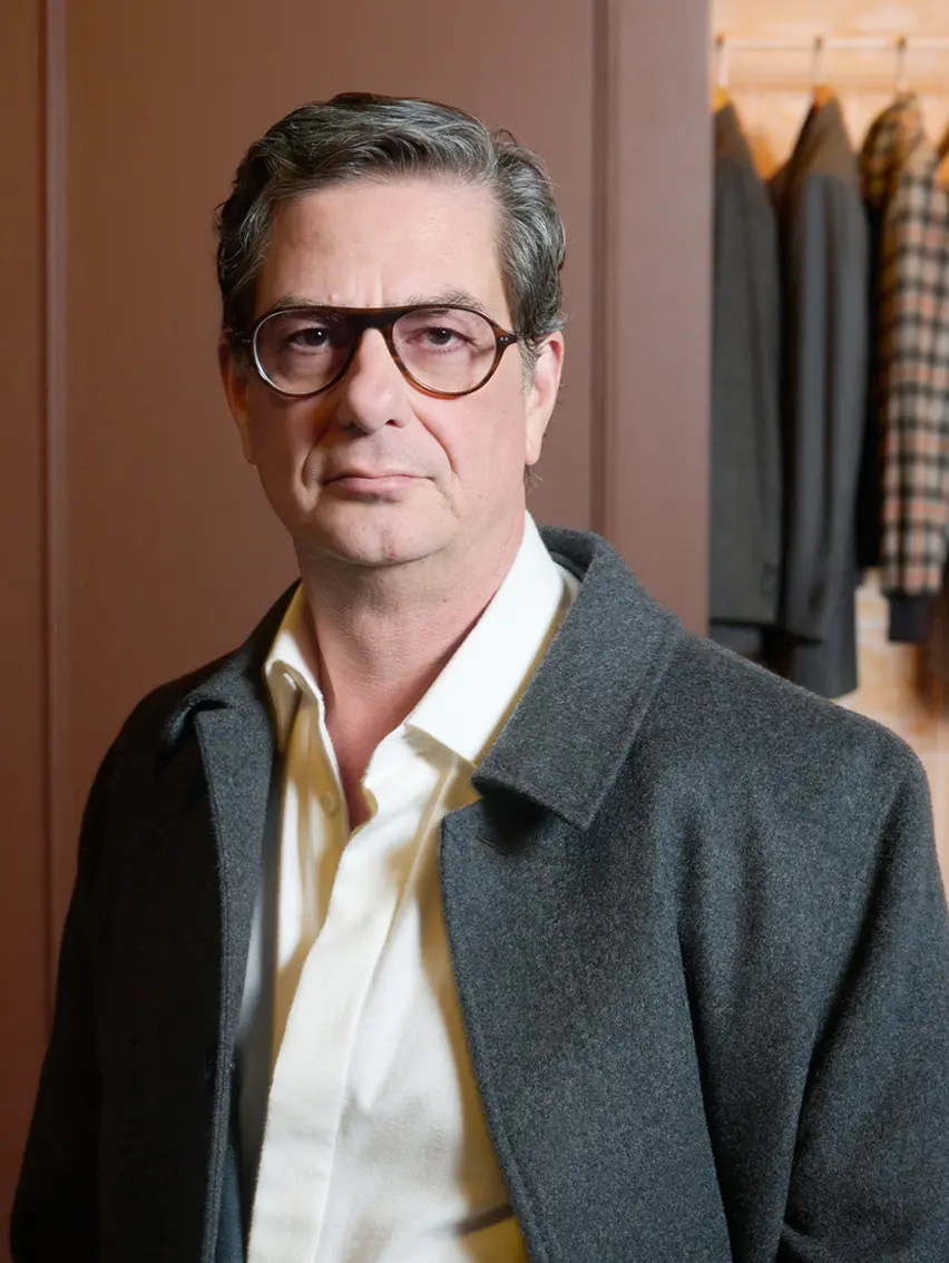 Roman Coppola wearing an elegant winter look at the ZEGNA Winter Fashion Show 2026.