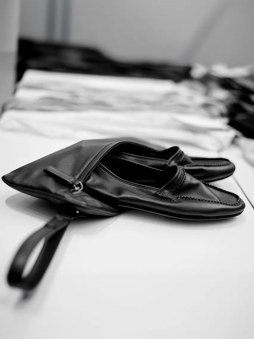ZEGNA(杰尼亚)Mocassin 皮革乐福鞋,放在配套的皮革袋中。