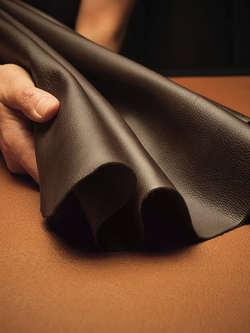 Detail of artisanal craftsmanship showing the making of ZEGNA Secondskin nubuck, highlighting material softness, precision handling, and refined hand-finishing. 