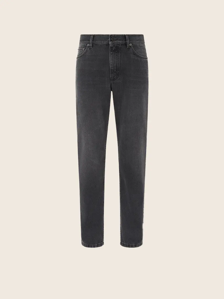 Black Stone-washed Cotton Roccia Jeans