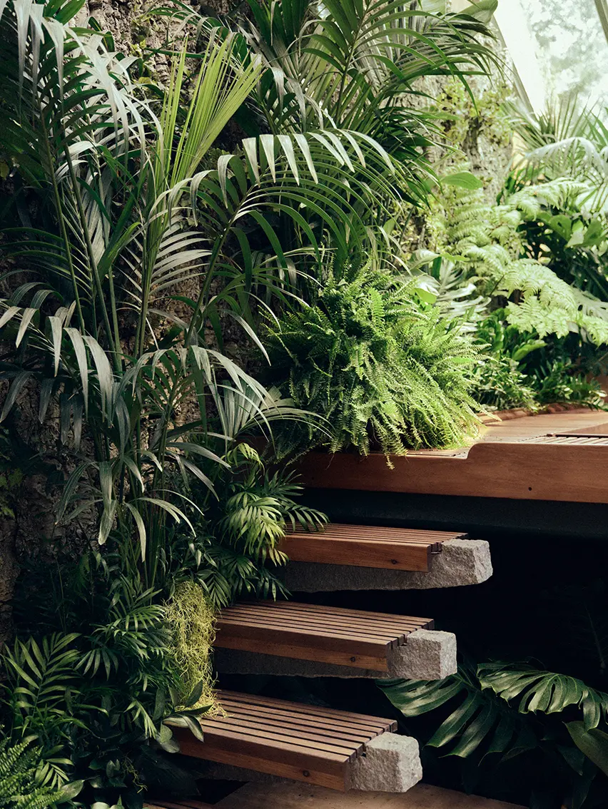 A refined natural setting defined by organic forms and a calm, immersive atmosphere.
