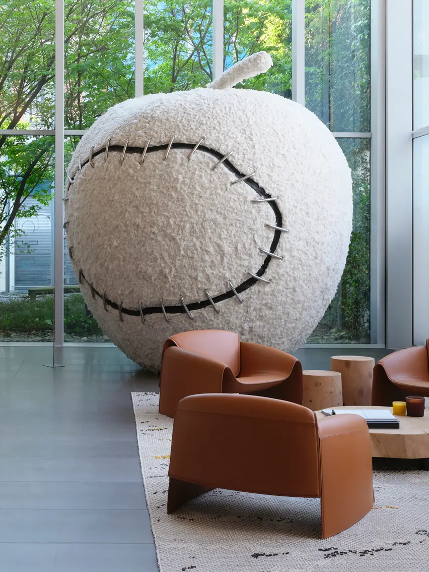 Michelangelo Pistoletto Woollen – The Reinstated Apple 2007 mixed media artwork at ZEGNA HQ.