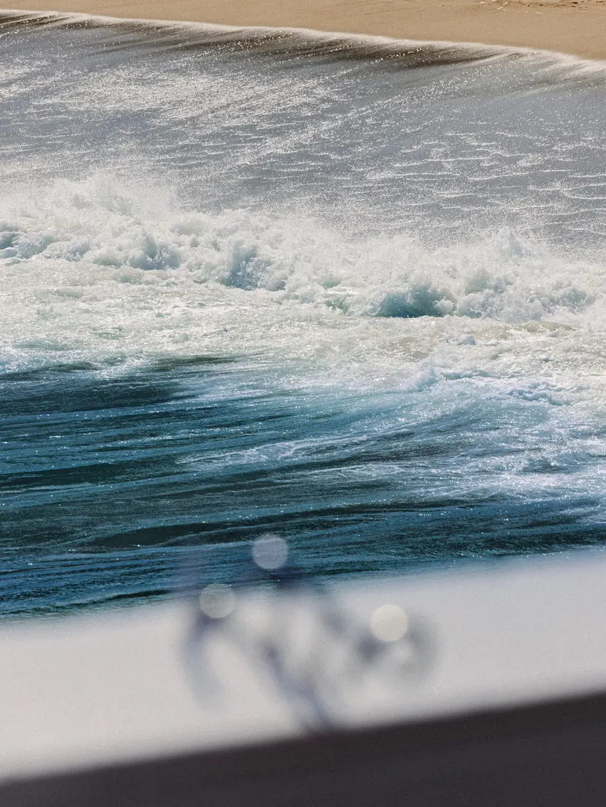 Ocean waves breaking on Malibu beach - ZEGNA Spring/Summer 2027 fashion show.