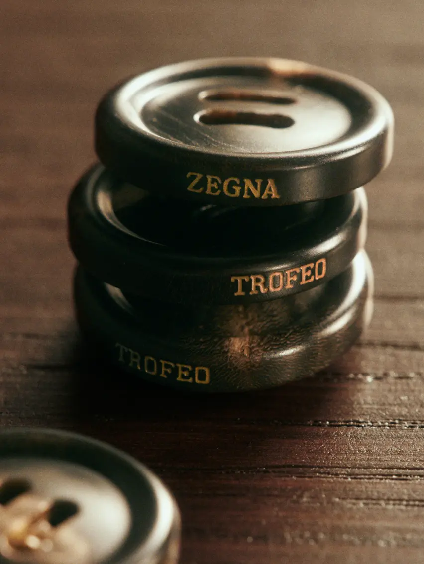 Close up of ZEGNA Trofeo buttons.