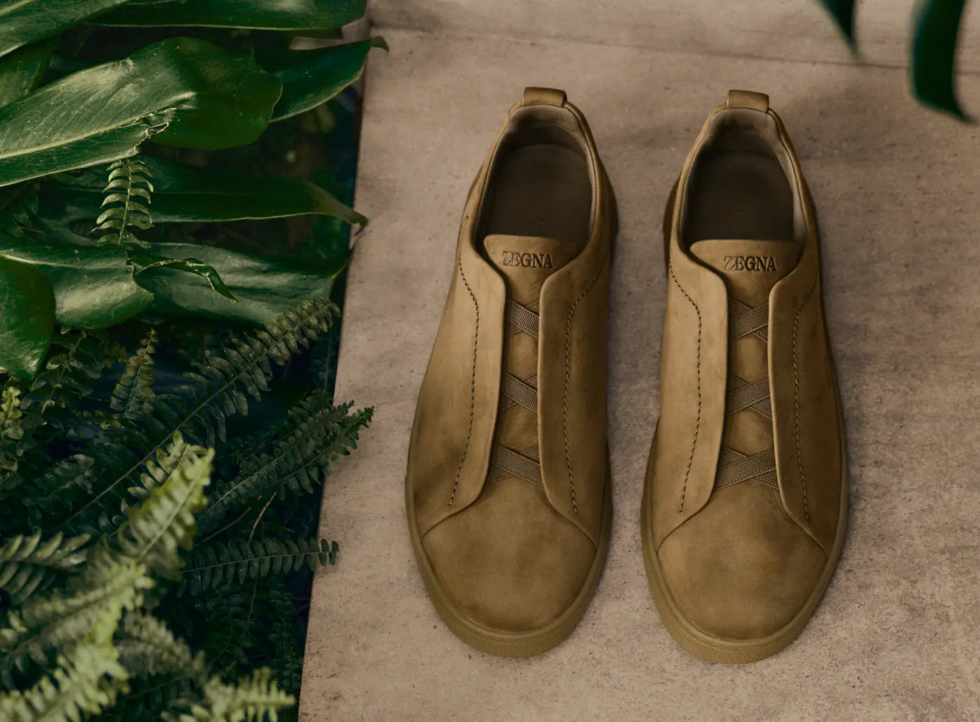 Close-up of Triple Stitch™ sneakers from the ZEGNA SS26 collection.