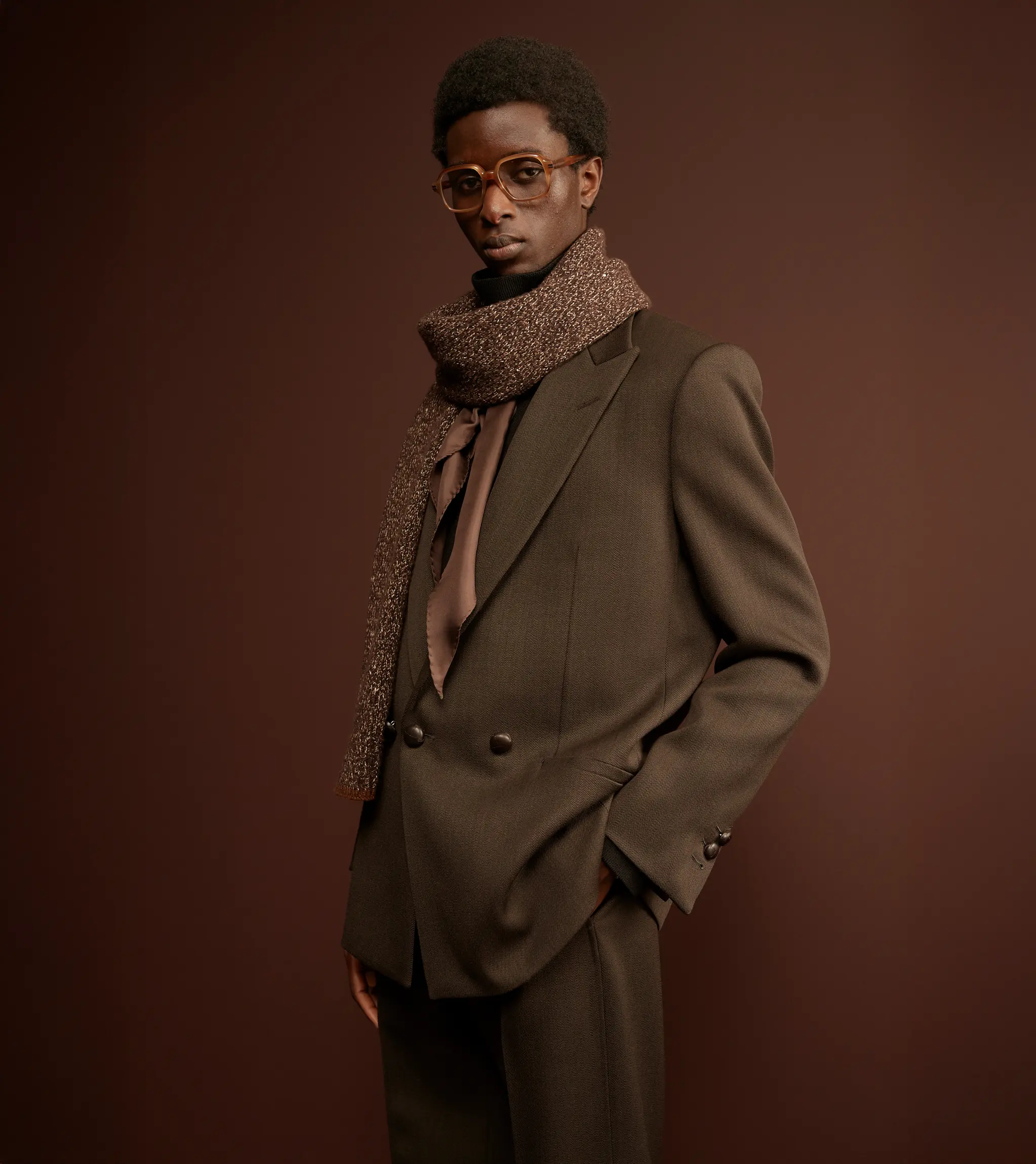 Man wearing a refined winter look from the ZEGNA Winter Fashion Show 2026.