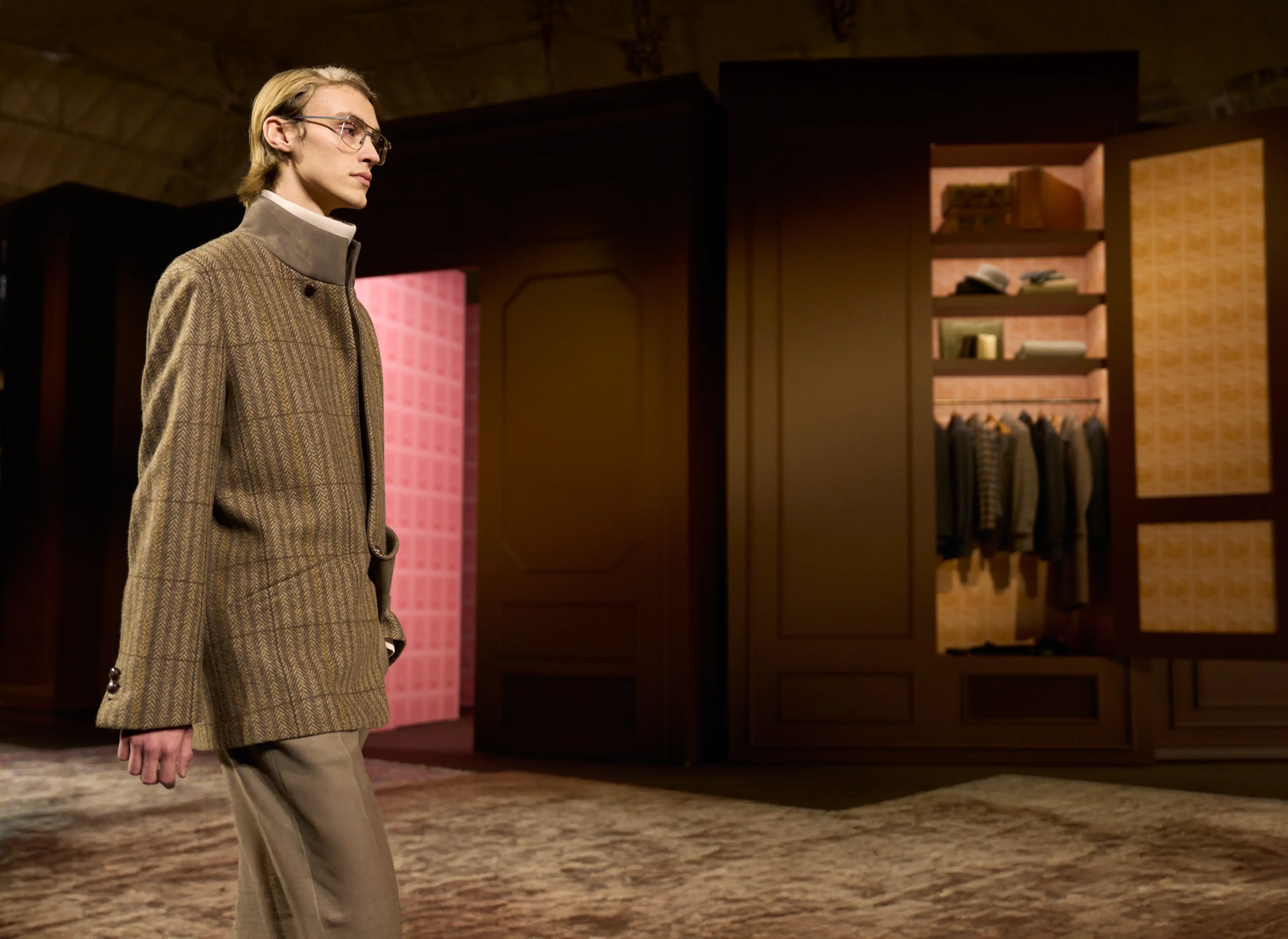 Man wearing a refined winter look from the ZEGNA Winter Fashion Show 2026.