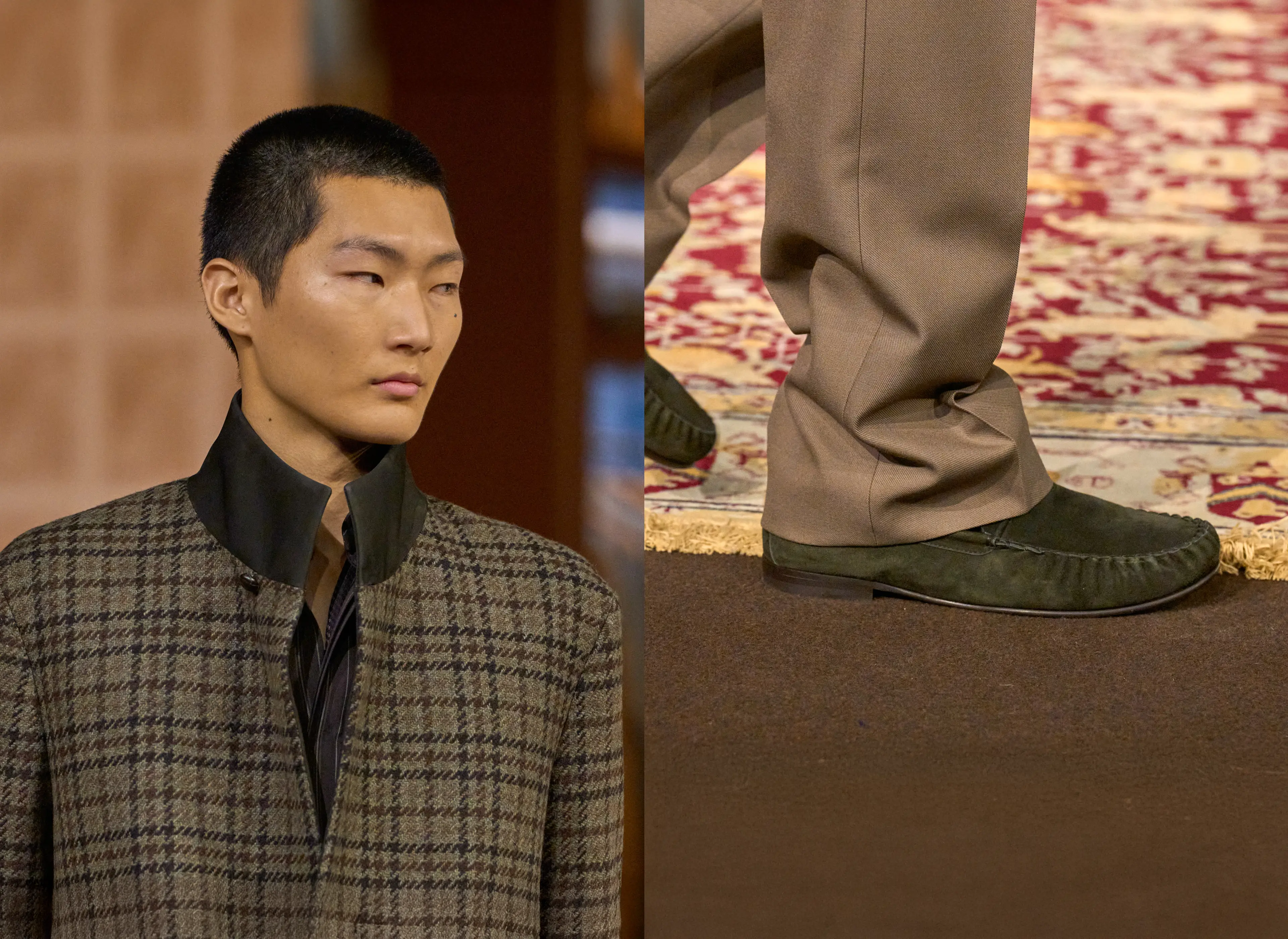 Man wearing a refined winter look from the ZEGNA Winter Fashion Show 2026.