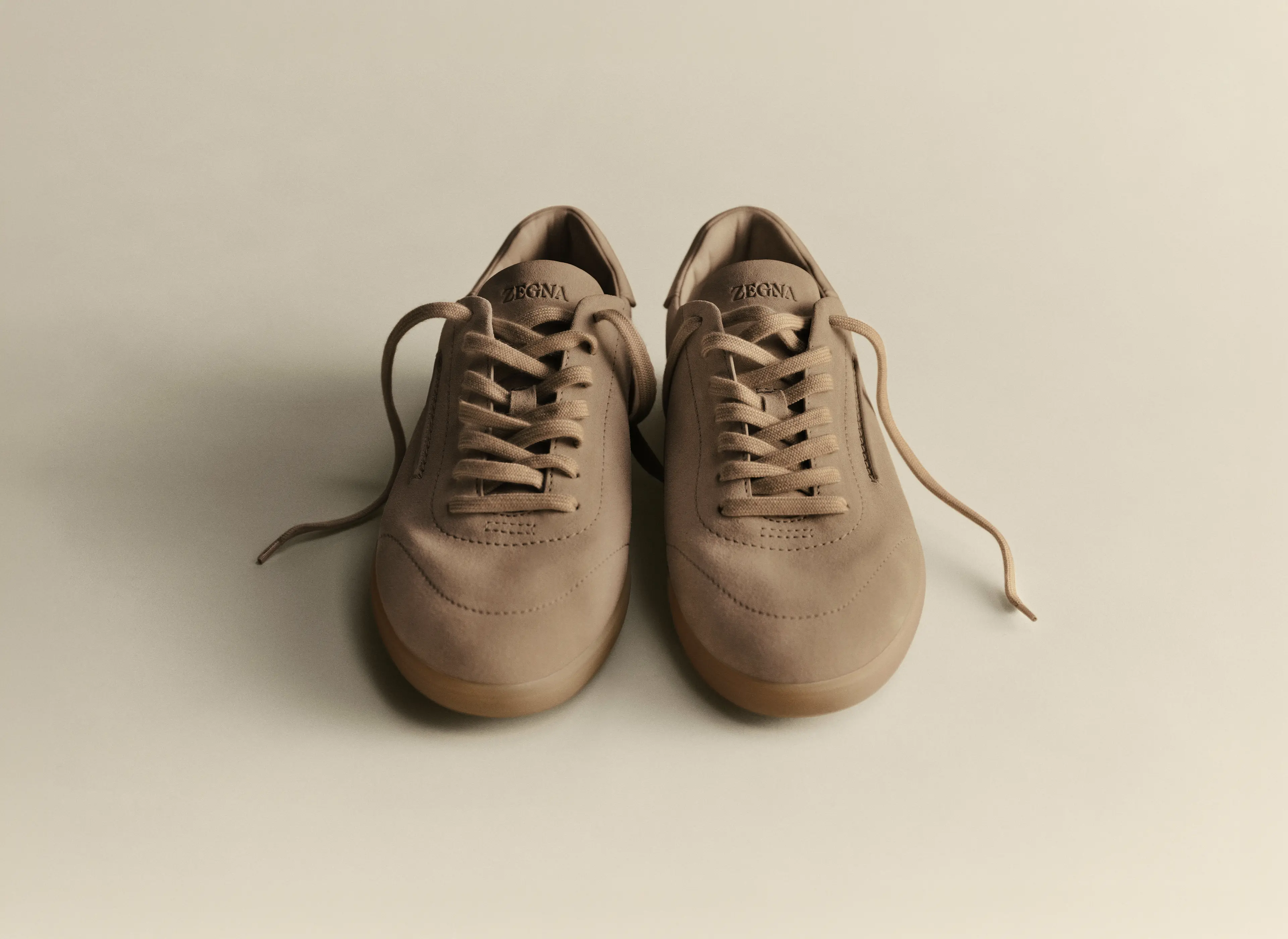 ZEGNA 232 Sneakes in Dark Beige suede from FW26 collection.
