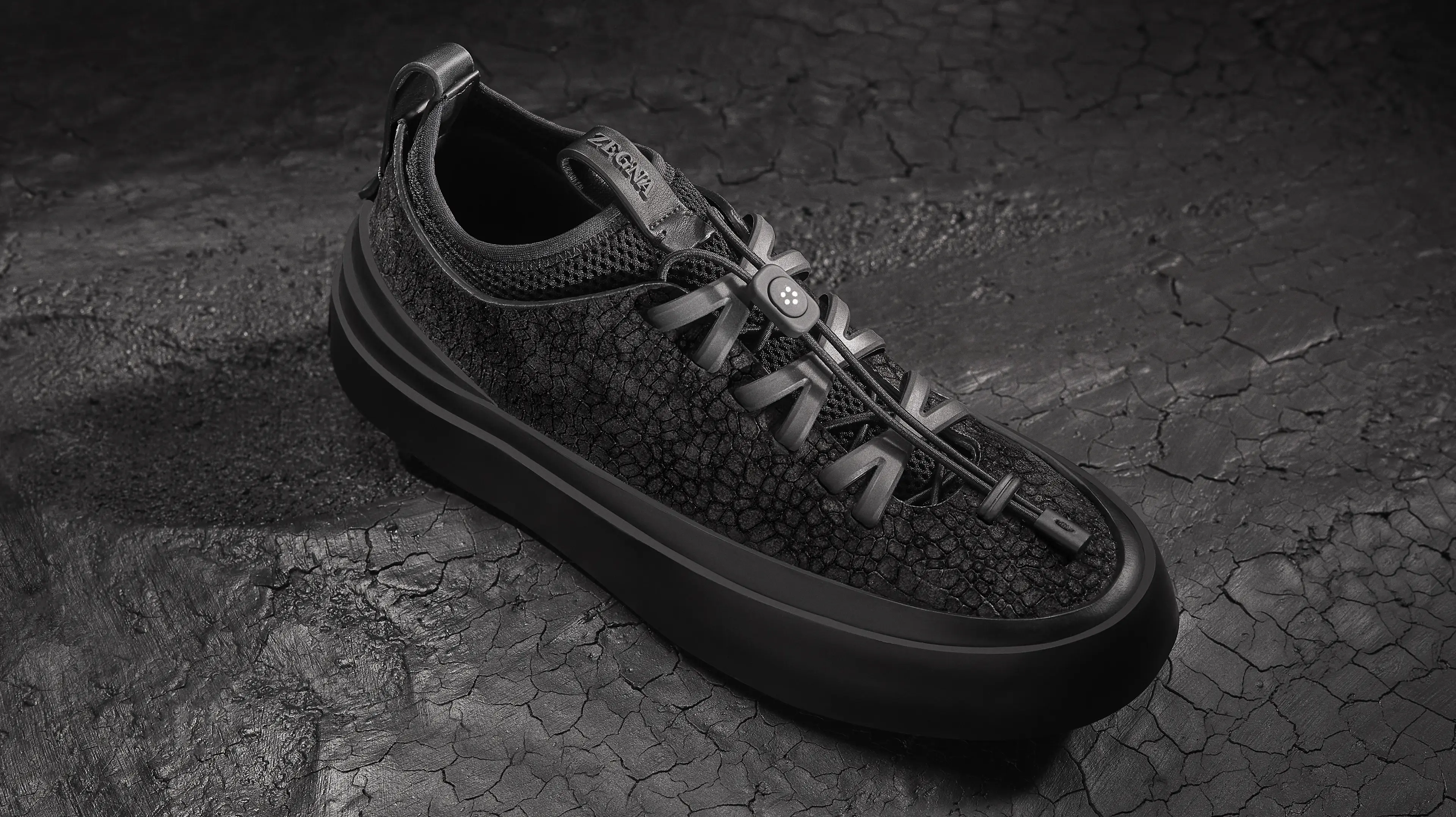 Zegna men's low top sneaker from the Triple Stitch MRBAILEY® collection in black leather