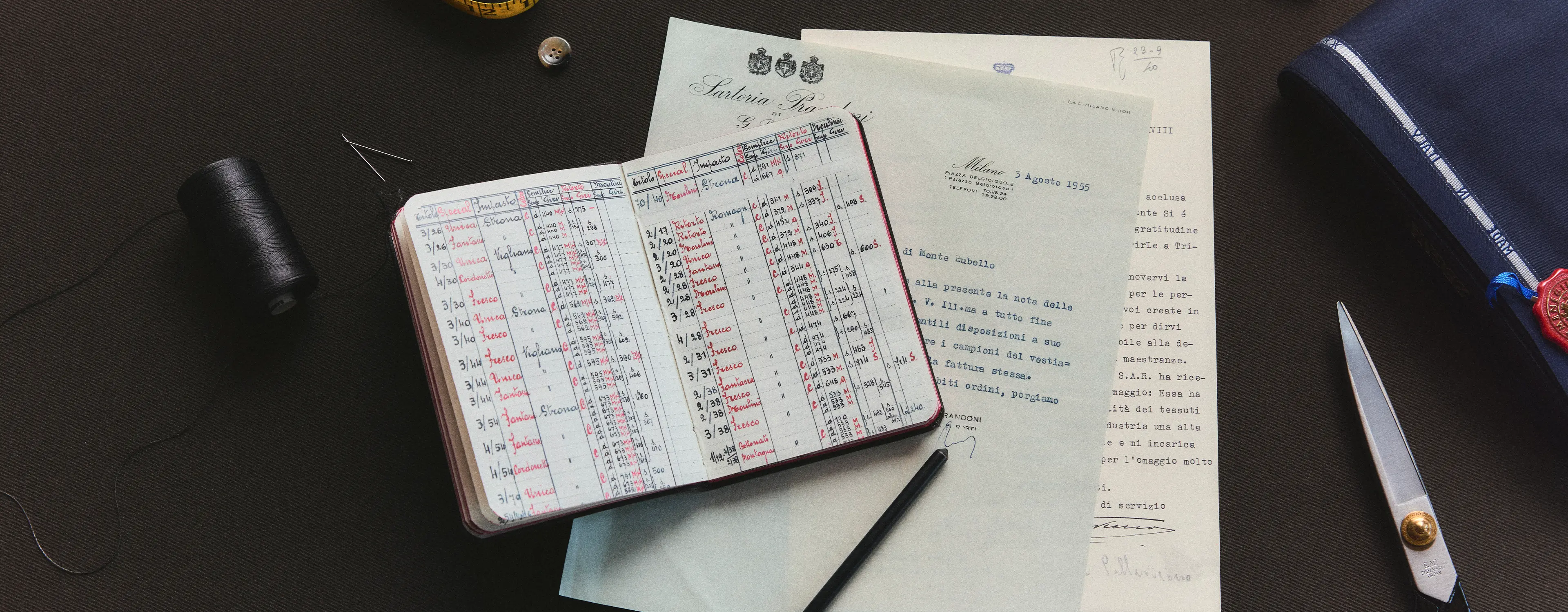 ZEGNA tailor's handwritten notebook.